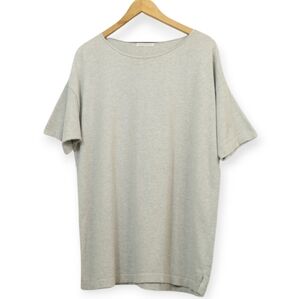 Joan Vass Cotton Grey Knit Short Sleeve Top